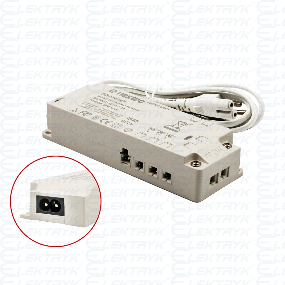 ZS 12V ZASILACZ FURNITURE S / IP40 / 12V / 3A / 36W
