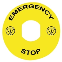 ZBY9330 Etykieta okrągła F60 żółte tło "EMERGENCY STOP"