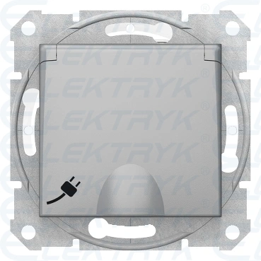 Sedna - Gniazdo pojedyncze 2P+PE z przesłonami IP44 aluminium