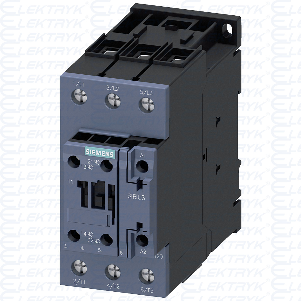 3RT2037-1KB40 Stycznik mocy, AC-3 65 A, 30 kW / 400 V 1 NO + 1 NC, 24 V DC z 3-biegunowym warystorem, rozmiar S2 Zacisk śrubowy Odpowiedni do wyjść PL