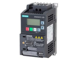 Falownik SINAMICS V20 200-240V 1AC -10/+10% 47-63Hz moc znamionowa 0,25 kW przy przeciążeniu 150% przez 60 sek. zintegrowany filtr C1 I/O: 4 6SL3210-5BB12-5BV1
