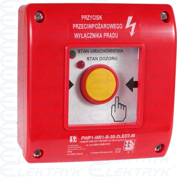 Ręczny przycisk przeciwpożarowy wyłącznika prądu PWP1-W01-A-10-2LED7