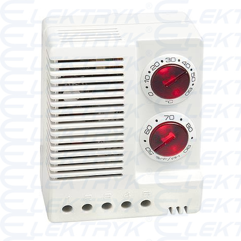 Higroterma elektroniczna ETF 012, 0 do +60stC, 50 do 90% RH, 1NC/NO, AC 100-240V, IP20, UL