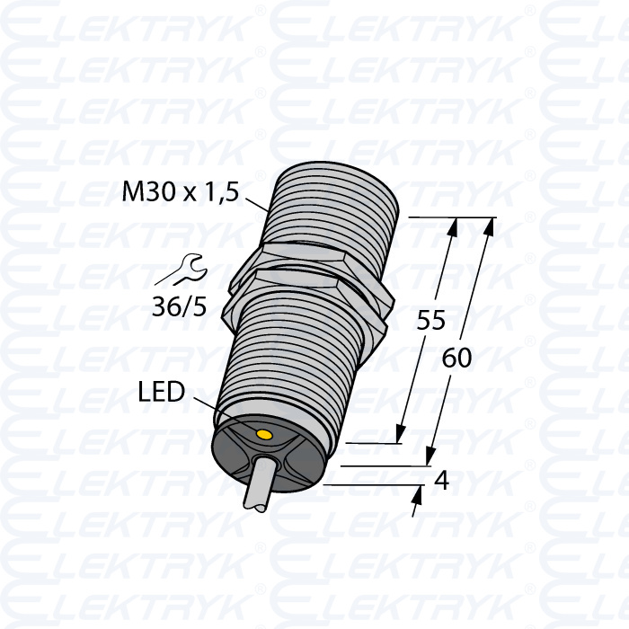 BI15-M30-AP6X Czujnik indukcyjny M30,  15 mm,  PNP,  NO, 10-30 VDC podłączenie: przewód