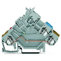 2-przew. złączka do el. wykonawczych LED czerwona z otworami na przew. z kolor. nadrukiem szara