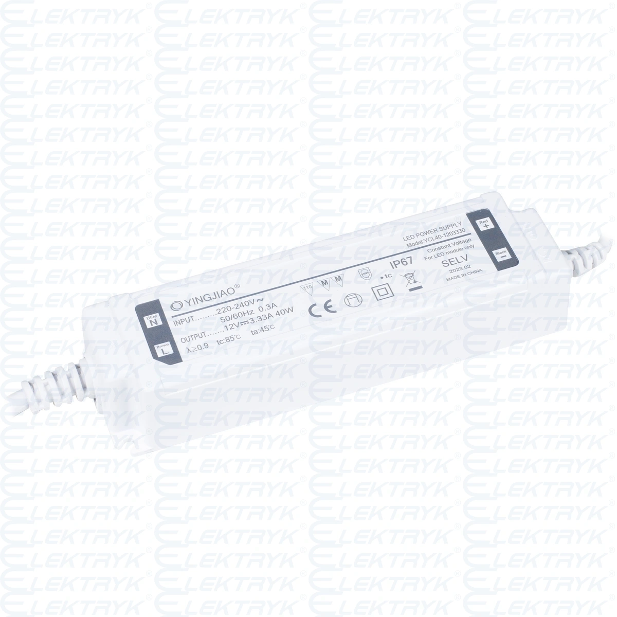 Zasilacz stałonapięciowy LED Yingjiao YCL40 12V 3,3A 40W IP67