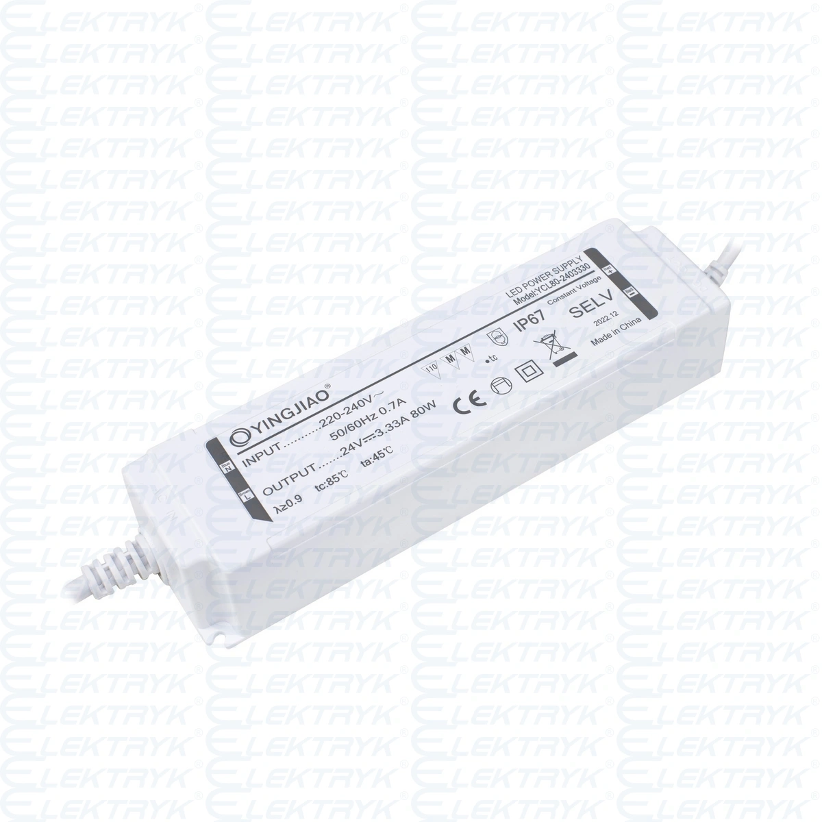 Zasilacz stałonapięciowy LED Yingjiao YCL100 12V 6,66A 80W IP67
