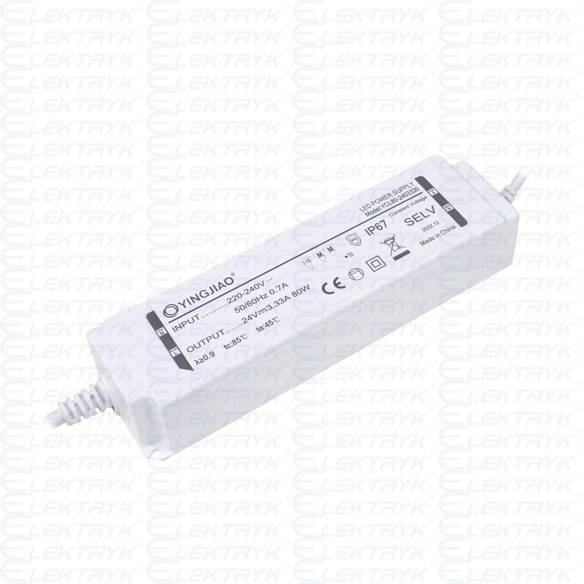 Zasilacz stałonapięciowy LED Yingjiao YCL100 24V 3,33A 80W IP67