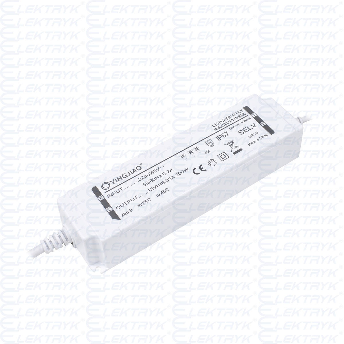 Zasilacz stałonapięciowy LED Yingjiao YCL100 12V 8,33W 100W IP67