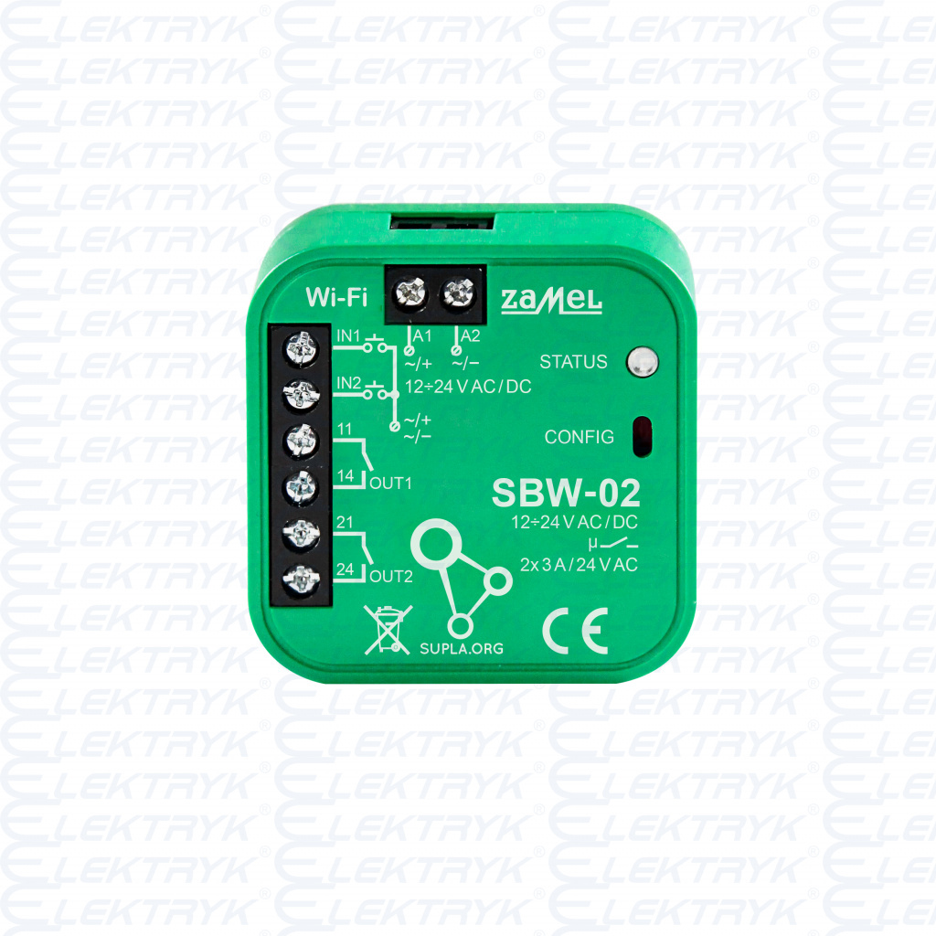 SUPLA SBW-02 STEROWNIK BRAMOWY WI-FI 2-KANAŁOWY TYP: SBW-02