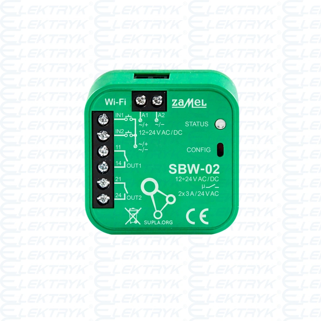 SUPLA SBW-02 STEROWNIK BRAMOWY WI-FI 2-KANAŁOWY TYP: SBW-02