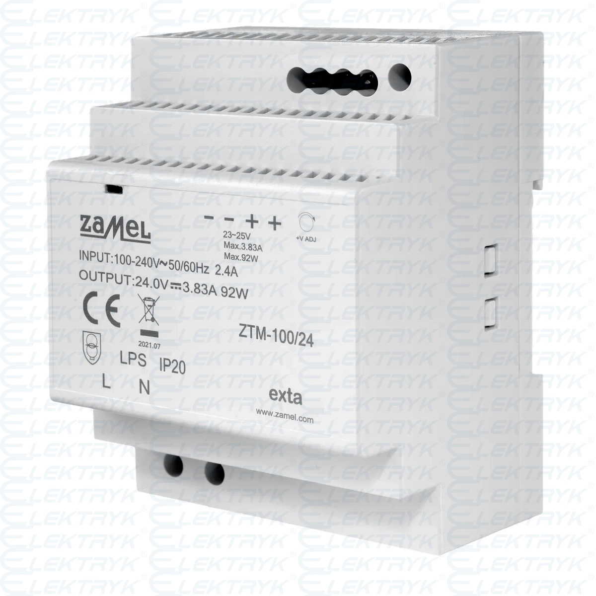 ZTM-100/24 Zasilacz impulsowy montowany na szynie TH-35 (DIN) , 100W, 24V DC
